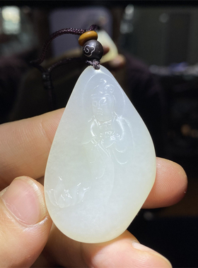 和田羊脂白玉籽料清水皮吊坠