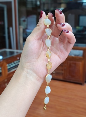 双十一福利~24k纯金古法镶嵌原石手链 纯手工打造收藏级 xx05065