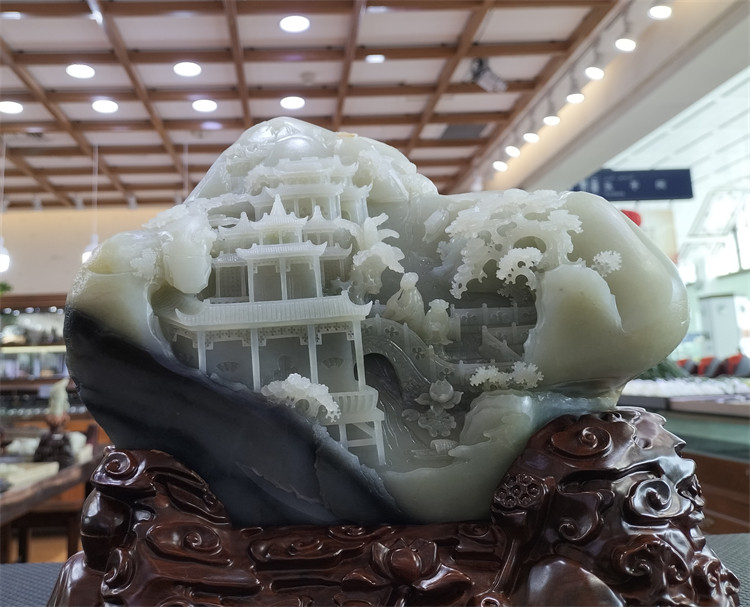 新疆 和田青花籽料摆件观音佛悟道平安无事牌平安扣   ld13007