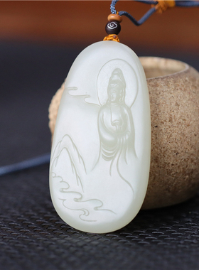 新疆和田玉白玉籽料观音挂件吊坠手链项链手把件平安锁xx08004