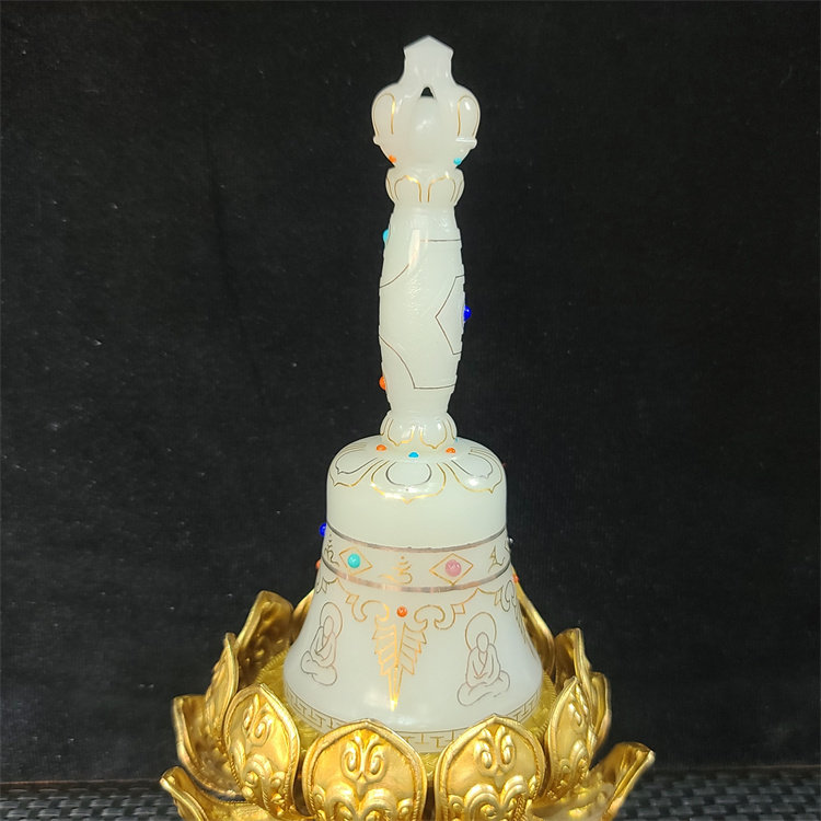 新疆和田羊脂玉籽料铃铛    平安扣宝宝锁荷花吊坠挂件xx19091