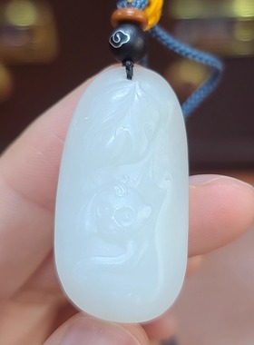 新疆和田白玉山料生肖猴子挂件吊坠  xx14018