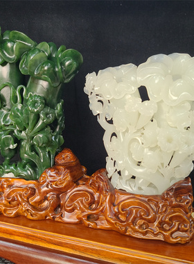 新疆和田羊脂玉山料碧玉籽料喇叭花大摆件  荷花吊坠挂件xx14099