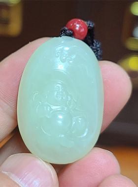 新疆和田白玉山料勒佛挂件宝宝锁手镯戒指平安无事牌xx04041