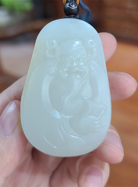 新疆和田羊脂白玉籽料带皮财神爷挂件  弥勒佛观音貔貅  xx18068