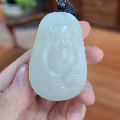 新疆和田羊脂白玉籽料带皮财神爷挂件  弥勒佛观音貔貅  xx18068