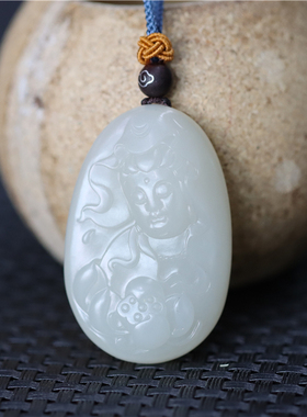 新疆和田玉羊脂玉籽料挂件项链手链手镯戒指平安扣佛观音xx08084