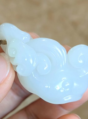 新疆和田羊脂白玉如意挂件W03083