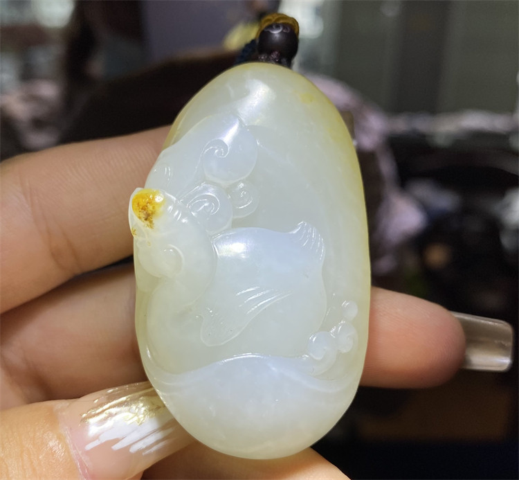 新疆和田白玉籽料鹅如意吊坠 挂件花鸟虫鱼  xd21026