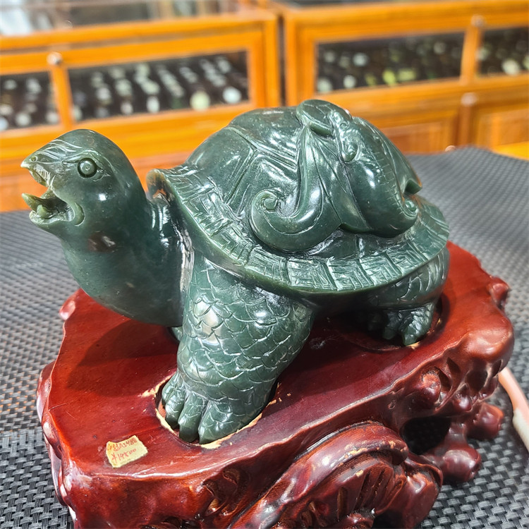 新疆和田玉青玉神龟摆件   平安无事拍弥勒佛观音挂件 xx12088