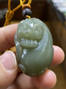 新疆和田沙枣青貔貅挂件吊坠手链项链宝宝锁平安扣  ld05053