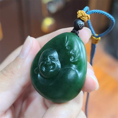 新疆和田碧玉籽料弥勒佛挂件   平安扣平安无事牌宝宝锁  xx02063