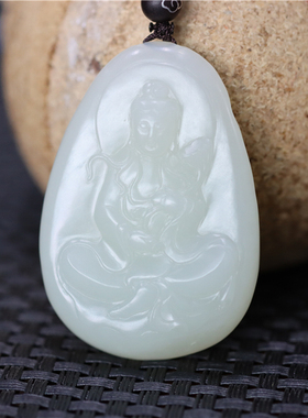 新疆和田白玉戈壁料观音挂件吊坠宝宝锁平安扣平安无事牌xx08079
