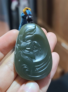 新疆和田沙枣青籽料荷花挂件平安扣平安无事牌弥勒佛观音xx02023