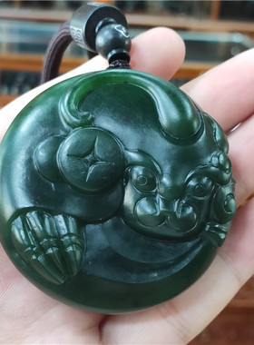 新疆和田碧玉籽料镯子芯貔貅手把件xx13057