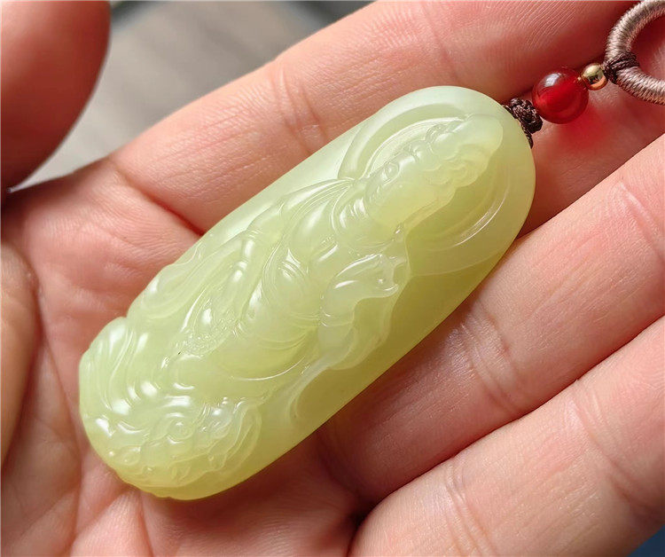 黄玉观音~帝王之色 新疆和田黄玉观音 挂件吊坠 w