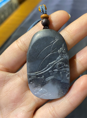 新疆青花籽料平安扣手把件戒指