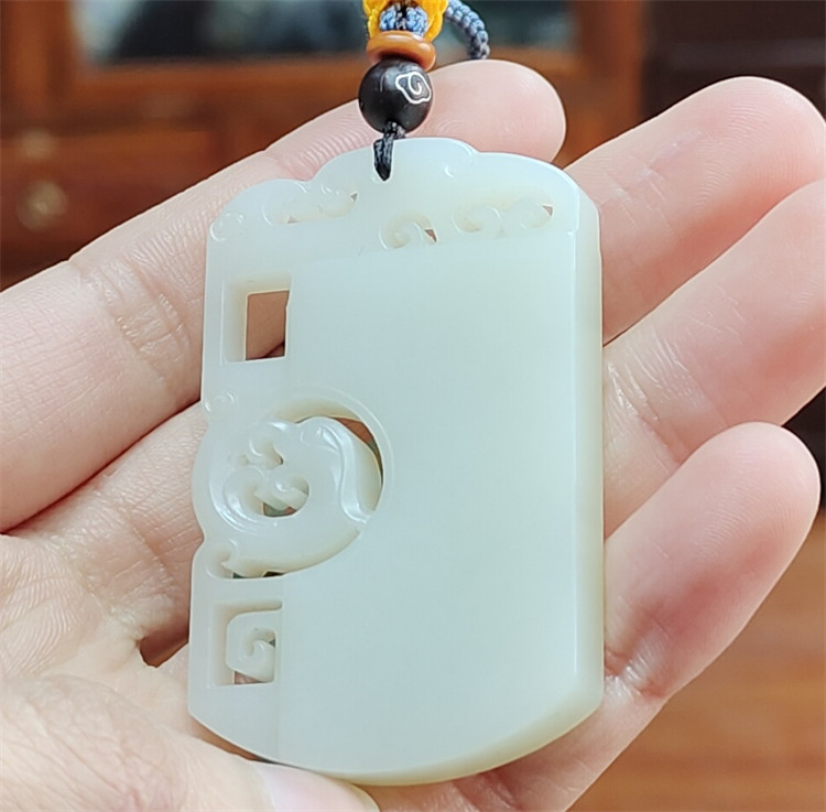 新疆和田白玉籽料仿古龙凤牌挂件如意吊坠项链手链耳环XX14075