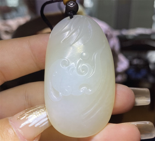 小石头和田玉白玉籽料挂件吊坠