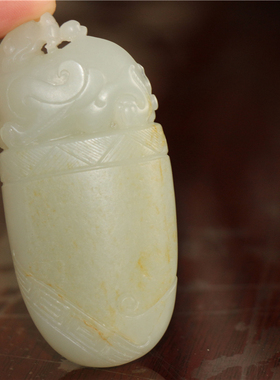 【小石头和田玉】和田白玉籽料 洒金皮吊坠 府上有龙xx17074