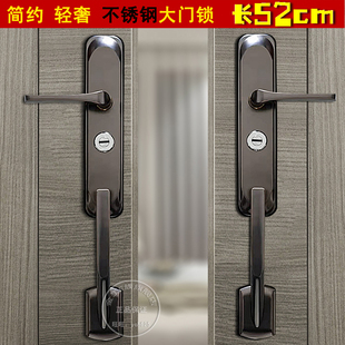 简约轻奢不锈钢大门锁C级防盗实木双开对开进户锁具纯铜锁芯面板