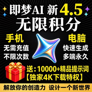 即梦ai4.04.5无限会员积分永久4K免费图片视频制作vidu豆包海螺ai
