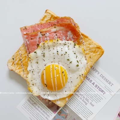 CottonCandy-培根荷包蛋三明治仿真食物冰箱磁贴磁吸装饰吸铁石