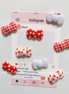 CottonCandy-ins韩国波点格子小蝴蝶结冰箱贴磁贴拍立得磁吸固定