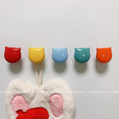 CottonCandy-韩国ins多巴胺挂钩冰箱贴陶瓷猫咪磁吸入户门洞洞板