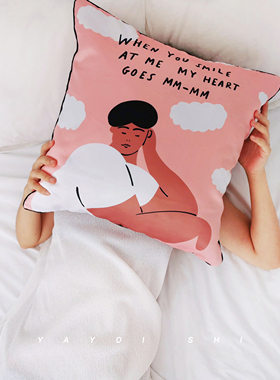 弥生志原创现代绸缎艺术抱枕 北欧ins方形客厅沙发办公室靠垫枕套