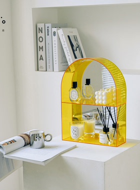 弥生志原创 亚克力置物架拱门化妆镜桌面收纳架化妆品香水香薰ins