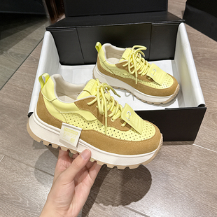 洛姐欧货内增高8cm隐形透气网面休闲百搭老爹鞋超轻秀气阿甘鞋