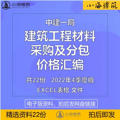 中建筑工程材料采购及分包价格汇编表格成本商务造价电子版资料