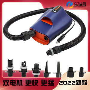 12V 双电机车载户外帐篷垫高压橡皮艇充气泵大功率自动冲锋舟桨板