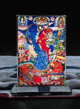 藏族英雄格萨尔王觉如水晶玻璃摆件工艺品摆台照片文创礼品礼物