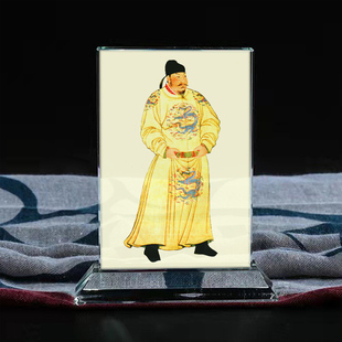 定制古代皇帝唐太宗李世民画像水晶玻璃摆件工艺照片文创礼品礼物