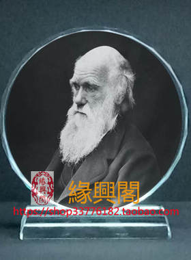 世界名人查理·达尔文画像水晶玻璃摆件摆台照片文创礼品礼物