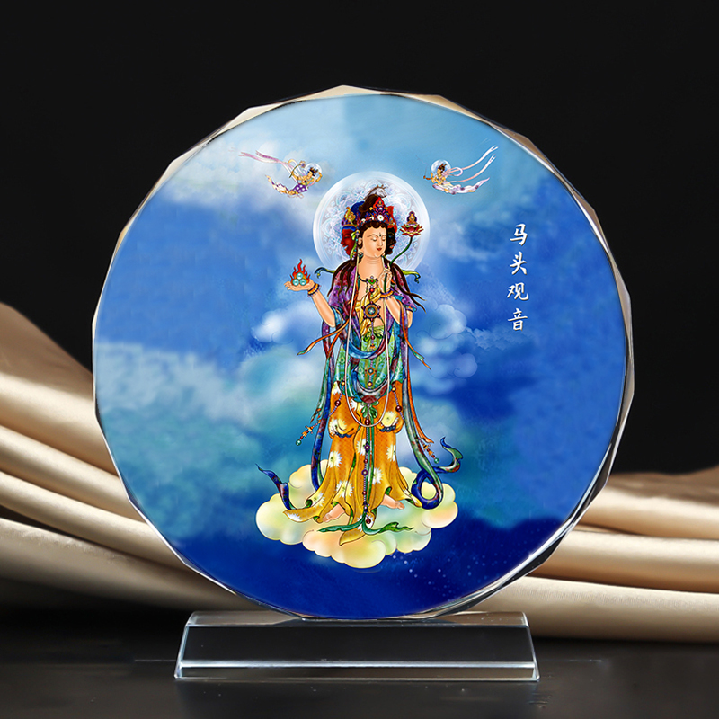 马头观音画像水晶摆件工艺品装饰佛摆台定制照片文创礼品礼物图片
