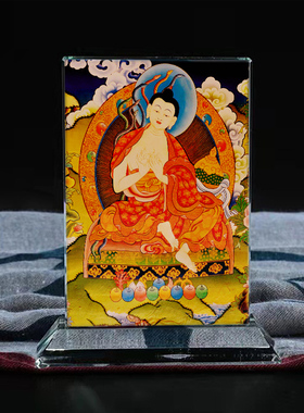 定制龙树菩萨佛画像水晶摆件工艺品装饰摆台照片唐卡文创创意礼品