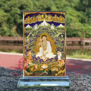 定制噶举派密勒日巴尊者佛画像水晶摆件唐卡工艺品摆照片文创礼品