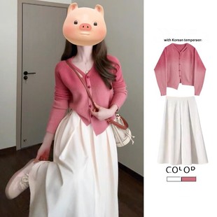 法式连衣裙子长裙毛衣女miu系2025新款超火秋装套装绝美早秋穿搭