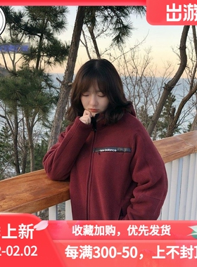 New Balance 男女秋冬款休闲运动羊羔绒针织外套 AMJ83308-BK-NBY