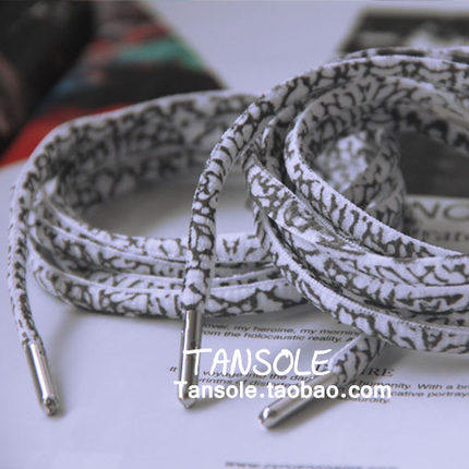 aj11蓝蛇鞋带爆裂纹半圆鞋带 黑白圆鞋带  金属头鞋带 运动鞋蓝球