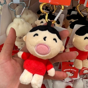 日本三丽鸥正品爱心扣大口仔毛绒公仔钥匙扣小挂件Minna No Tabo