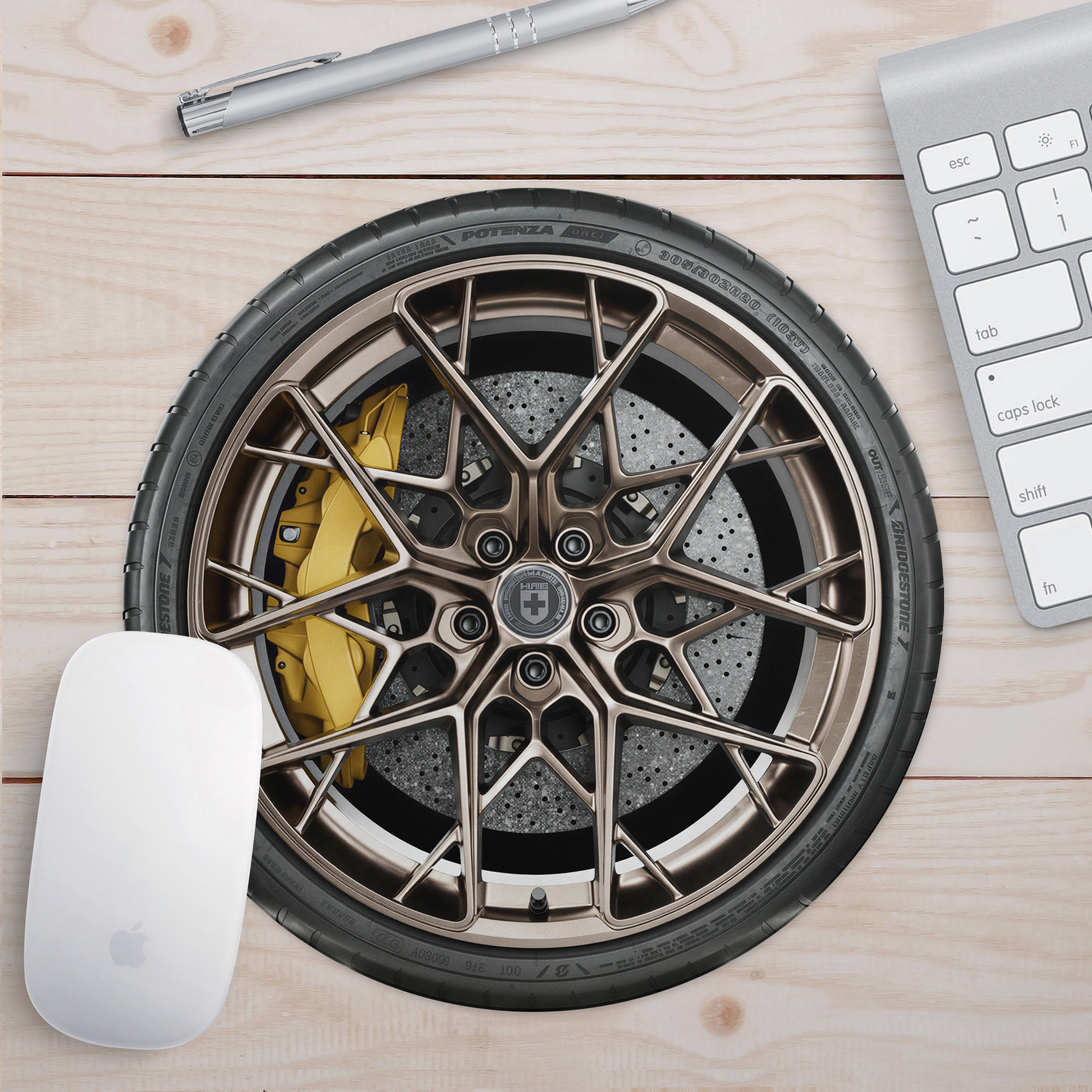汽车跑车赛车轮毂圆形鼠标垫创意锁边办公桌面装饰轮胎个性垫子