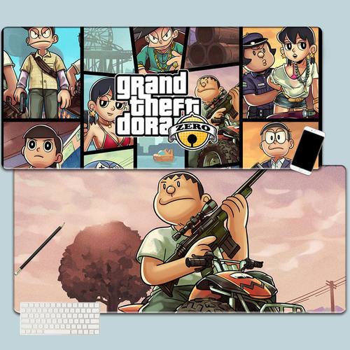 恶搞哆啦A梦GTA5侠盗飞车游戏周边鼠标垫电脑键盘桌垫超大鼠标垫 - 封面