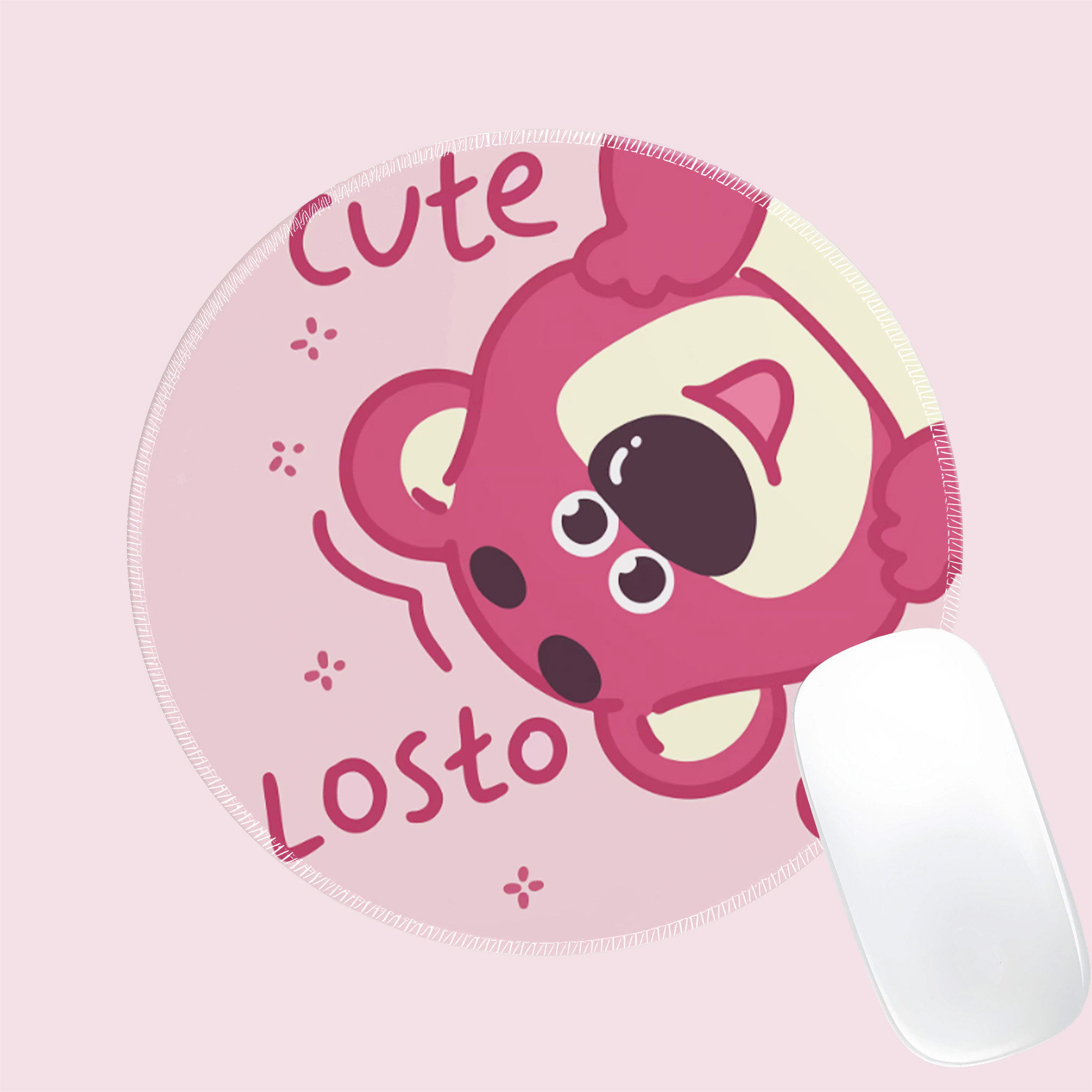 可爱卡通鼠标垫女生圆形锁边粉色草莓熊办公桌垫电脑鼠标垫,电脑硬件/显示器/电脑周边,鼠标垫/贴/腕垫,淘宝优惠券,粉丝福利购,淘宝优惠卷