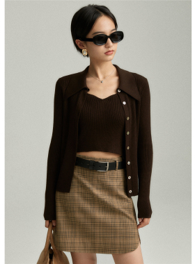 [8.31晚7点直播]时髦叠穿 30%美利奴羊毛坑条紧身背心+针织开衫