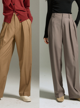 RAREST 至简气质风  垂坠闪银可机洗双褶宽松休闲西装长裤直筒裤