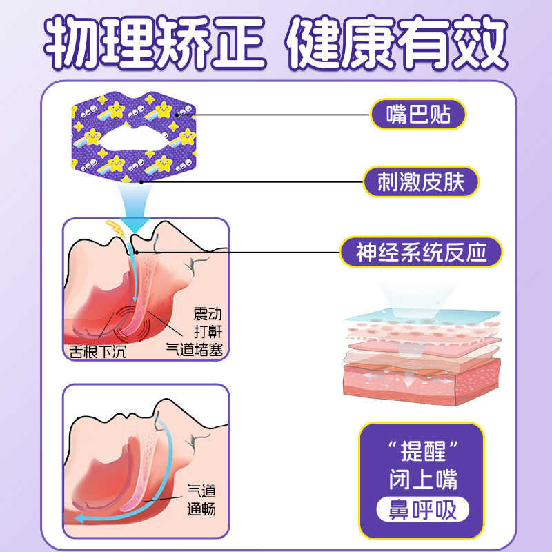 呼吸贴口鼻呼吸成人闭口贴封嘴张